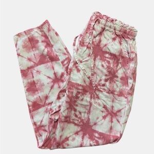 American Eagle Outfitters Pink and White Tie-Dye Joggers Size Small